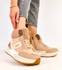 Ciemnobeżowe sneakersy wysokie ocieplane z kożuszkiem Mirasen